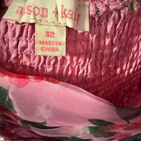 Pink and Floral Print 3/4 Sleeve Organza Mini Dress - Picture 5 of 6